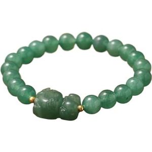 Kat edelsteen kristal armbanden for meisjes Boho 8mm kralen dierenarmband kinderen geschenken (Color : Green Aventurine)