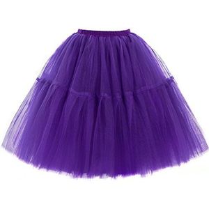 Babyonline tule rok voor dames, 5 lagen, prinsessenjurk, knielang, petticoat, balletrok, onderrok, pettiskirt swing, eenheidsmaat, donker lila, Eén Maat