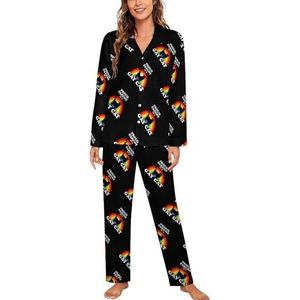 Trotse ouder van een homoseksuele kat vrouwen lange mouw button down nachtkleding zachte nachtkleding lounge pyjama set L