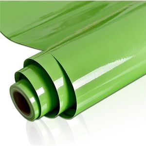 Keuken oliebestendige film PVC effen kleur zelfklevend vinylbehang waterdichte film doe-het-zelf renovatie oliebestendige muurstickers keukenkast thuis stickers voor keuken aanrecht (glanzend groen, 3