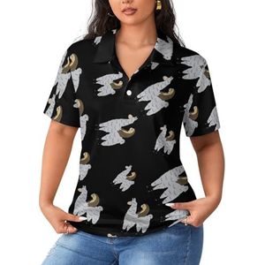 Luiaard paardrijden alpaca dames poloshirts met korte mouwen casual T-shirts met kraag golfshirts sport blouses tops 5XL