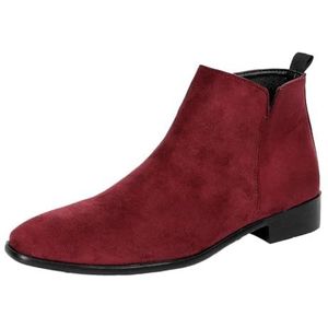 Chelsea Boots Casual Slip On Ankle Waterproof Mens Boots Men's Suede Chelsea Boots (Color : Red-A, Size : EU 47)