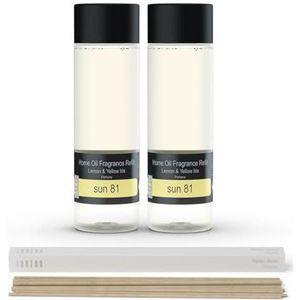 JANZEN Home Fragrance Refill - Sun 81 - Geurstokjes Navulling - Zomers en Zwoel - 2 x 200 ml incl. Gratis Sticks
