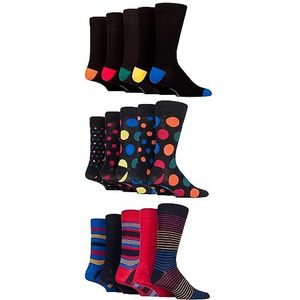 SockShop Zachte bamboesokken voor heren - ademend en verkoelend in vele patronen en kleuren in maat 7-11 in een multipack van 15 paar, klassiekers, 41-45 EU