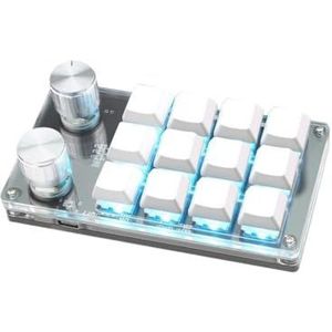 QPSJXN Aanpasbaar mechanisch toetsenbord voor games en tekenen met hete functies (12-2 RGB wit)
