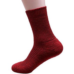 Hirsch Natur 100% Zuivere Wol Enkel Sok Met Isolerende Terry Zool, Rood, 38-40 EU