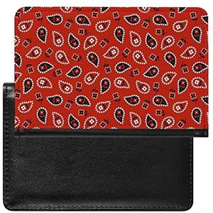 Rode Bandana Paspoorthouder Cover Portemonnee voor Vrouwen Mannen Reizen PU Lederen Card Case met Grappige Print