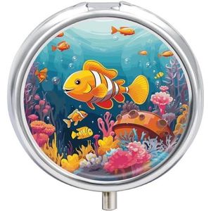 Reizen Pillendoos Pil Case Koraalrif met Kleurrijke Vis Draagbare Pil Container Kleine Pillendoos Pil Organizer Pocket Geneeskunde Doos Dagelijkse Pil Dozen Mini Pil Organizer