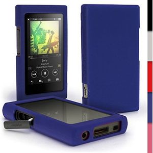 igadgitz U6410 Blauw siliconen hoesje hoes case cover compatibel met Sony Walkman NW-A35 NW-A40 NW-A45 MP3-speler + beschermfolie