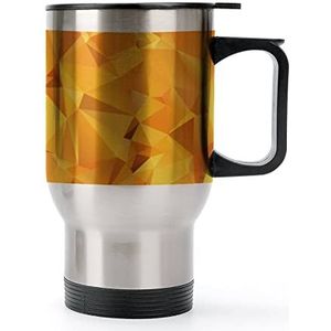 Abstracte Goud Oranje Veelhoek Reizen Koffie Mok Met Handvat & Deksel Rvs Auto Cup Dubbelwandige Koffie Mokken