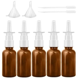 Neuytiky 5 stuks neussprayfles, 30 ml glazen neusspray flessen, om te vullen, herbruikbare neusspray, navulfles, voor parfum, etherische oliën, zoutoplossing