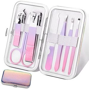 Manicure Set Vrouwen Nail Clippers Set Mode Nail Care Tools, Professionele RVS Pedicure Manicure Set Met Reizen Lederen Meisjes Grooming Kits