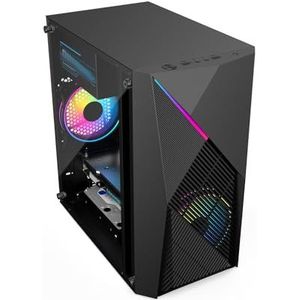 Mid-Tower M-ATX/ITX Computerbehuizing, Gehard Glazen Paneel Met Raster Voorpaneel, Verticale GPU-beugel Ondersteunt Waterkoeling