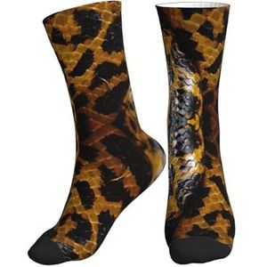 Jkkghll Geel Snake Print Mannen Vrouwen Mid-Tube Sport Sokken Ademend Atletisch Voor Running Fitness Dagelijkse Slijtage, 1 zwart, One size