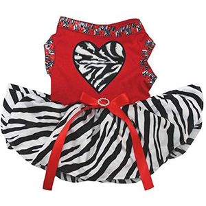 Petitebelle Puppy Hond Kleding Zebra Hart Top Zebra Jurk, XXX-Large, Rood