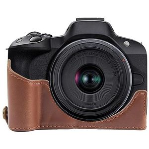 BZN for Canon EOS R50 1/4 inch Draad PU Lederen Camera Half Case Base (Zwart) (Groen) (Koffie) (Wit) (Bruin) (Color : Coffee)