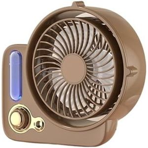 Draagbare Mini-desktopventilator Moving Head-slaapzaal-mute-ventilator Oplaadbare Draagbare Mini-ventilator Gebruiksvriendelijk(Brown)