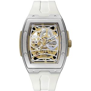 Ingersoll The Challenger Mens 42 mm automatisch horloge met wijzerplaat en PU bandje, Wit