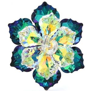 Sprankelende glazen bloembroche vrouwelijk 14 kleuren schoonheidskantoor brochespeld Jaarcadeau (Color : A-Green 2)