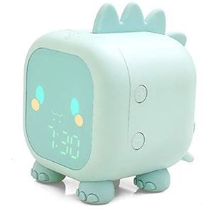 BSTCAR Digitale kinderwekker, dinosaurus wekker met nachtlampje, snooze timer, temperatuur, stille wekker, schattige lichtwekker voor kinderen