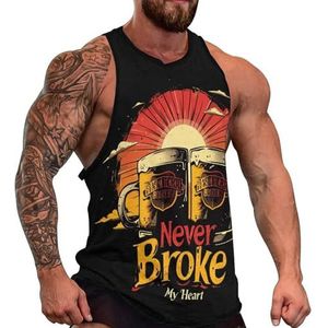 Beer Never Broke My Heart heren tanktop casual mouwloos T-shirt gym atletische spier tee strand vest