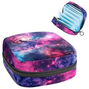 Esthetische Space Nebula Starry Maandverband Opbergtas, Grote Menstruatie Cup Pouch met Rits, Menstruatie Pads Bag Store Panty Liners Tampons voor Meisjes Vrouwen
