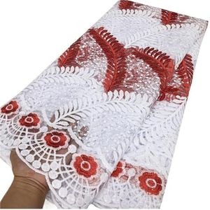 Afrikaanse Kant Stof Geborduurd Nigeriaanse Veters Stof Bruids Frans Tule Kant Stof 5yard(LY3291-3)