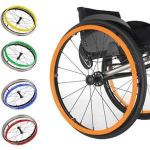 Silicium rolstoel duwt de wieldoppen, 1 paar rolstoelhoezen for duwhoezen, rolstoelhoezen for handgrepen(Orange,22in)