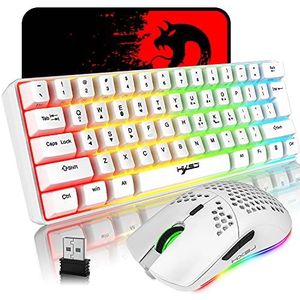 Oplaadbare Bluetooth 5.0 draadloos/2.4G USB bedraad dual mode RGB led-achtergrondverlichting effecten gaming-toetsenbord compact 61 toetsen anti-ghosting toetsen draadloze USB gaming muis 750 mAh