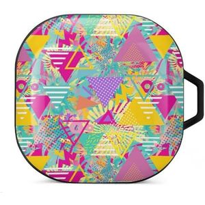 Retro jaren 80 Memphis oordopjes hoesje compatibel met Samsung Hard Shell beschermhoes zwart-stijl