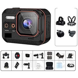 Action Camera, Actie Camera 4K 60FPS Afstandsbediening 30m Waterdicht 170° Groothoek Actie Camera Dash Cam go Sport Camera Pro Soepele Stabilisatie(With 128G Card,Action Camera D)