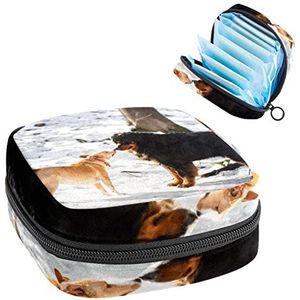 Maandverband Opbergtas,Draagbare maandverband Opbergzak,Berner Sennenhond, Meerkleurig, 4.7x6.6x6.6 in/12x17x17 cm