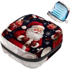 MUOOUM Kerstman Patroon Maandverband Opbergtas Draagbare Menstruatie Tas Voor Vrouwen Tiener Meisjes Menstruatie Cup Pouch Nursing Pad Houder
