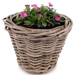 Plantenbak Premium kubu rotan mand als plantenbak voor buiten - ronde plantenbak als weerbestendige bloempot Ø 30 x 23 cm - hoge plantenmand als bloemenmand en plantenpot
