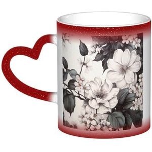 GFLFMXZW Kleur Veranderende Mok Bloemen Grafiet Koffie Mok Keramische Koffie Cups Creatieve Mok Koffie Magische Mokken Magische