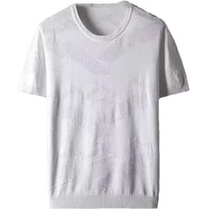 Dvbfufv Mannen Korte Mouw O-hals Slim Fit Gebreide T-shirts Mannen Mode Ademend Gebreide Tops Shirt, 18, 4XL