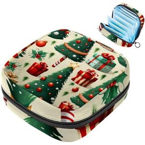 MUOOUM Kerstboom Patroon Maandverband Opbergtas Draagbare Menstruatie Tas Voor Vrouwen Tiener Meisjes Menstruatie Cup Pouch Nursing Pad Houder