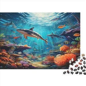 Haaien uitdagende houten legpuzzels voor volwassenen en tieners premium kwaliteit maritieme wereld puzzelspel - verbeteren geometrie logica en IQ 500 stuks (52 x 38 cm)
