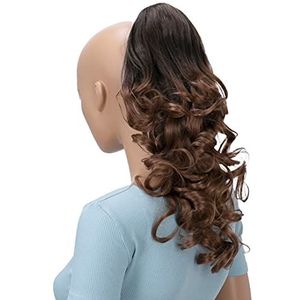 CAISHA 40cm Haarstukje Vlecht Paardenstaart Haarextensies Volumineus Golvend Ombré Bruin Mix H144
