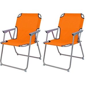 Set van 2 campingstoelen, vouwstoel, stof, Oxfort, klapstoel, vissersstoel, regiestoel, visstoel, metaal, B 53 x D 46 x H 74 cm, kleuren: oranje