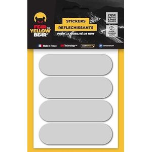 Fear The Yellow Bear© 3M Scotchlite™ reflecterende retro stickers, wit, voor motorhelmen, goedgekeurde maten 's nachts zichtbaar voor je veiligheid