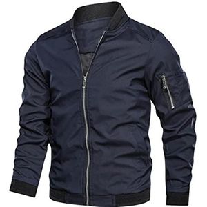 Lente herfst jas mannelijke bomberjack casual streetwear mannelijke jassen en jassen eenvoudige windjack Britse stijl jas-Navy Blue,M