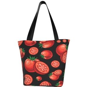 BeNtli Schoudertas, canvas tas grote tas vrouwen casual handtas herbruikbare boodschappentassen,Rode tomaten, Als afbeelding, Eén maat
