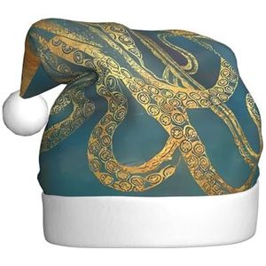 MYGANN Golden Octopus uniseks kerstmuts voor themafeest, Kerstmis, nieuwjaar, decoratie, kostuumaccessoire