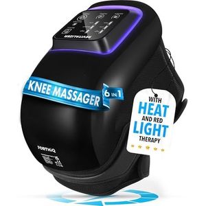 FORTHiQ Pro+ Kniemassageapparaat met Warmte en Roodlicht, 6-in-1: Warmte, Roodlicht met Dubbele Golflengte en Vibratie – Draadloos, Draagbaar, Oplaadbaar, Geheugenfunctie en Verstelbare Bandjes