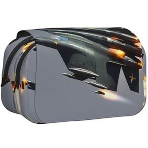 JEJEA Jet Fighter Print Pen Etui Potlood Case Houder voor Potloden Make-up Multifunctionele Organizer Doos voor Adluts, Zwart, Eén maat, Toilettas