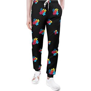 Autisme Bewustzijn Hart Puzzel Mannen Joggingbroek Casual Joggers Broek Atletische Lounge Broek Met Zakken Voor Vrouwen