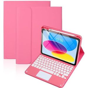 Toetsenbordhoes voor iPad (A16) 11e/10e Generatie, 7 Kleuren Achtergrondverlichting, Afneembare Toetsenbordhoes voor iPad A16 11 Inch 2025 10e Generatie 10,9 Inch 2022,Rood