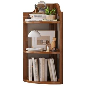 Hoekboekenplank, Open Boekenkast, Bamboe Hoek Kleine Hoekrek, For Woonkamer, Slaapkamer, Thuiskantoor, Gemakkelijk Om Boeken Mee Te Nemen En Op Te Bergen(Walnut color,25.59IN)