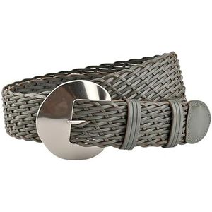 JIARY Gevlochten Brede Leren Riemen Voor Dames, Handgemaakte Zachtgeweven Taillebanden Met Ronde Zilveren Gesp, Geweven Damesriem Voor Jeansbroekjurk, 1,77 Inch,Grijs,105CM/41.3''